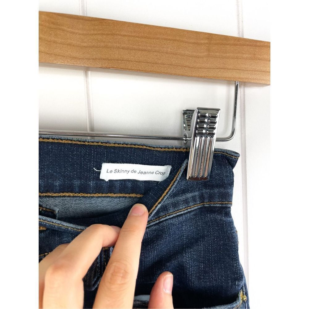 Frame Denim Le Skinny de Jeanne Crop Raw-Edge Jean Busted Knee Faded Thorpe Sz 2 - Picture 4 of 12